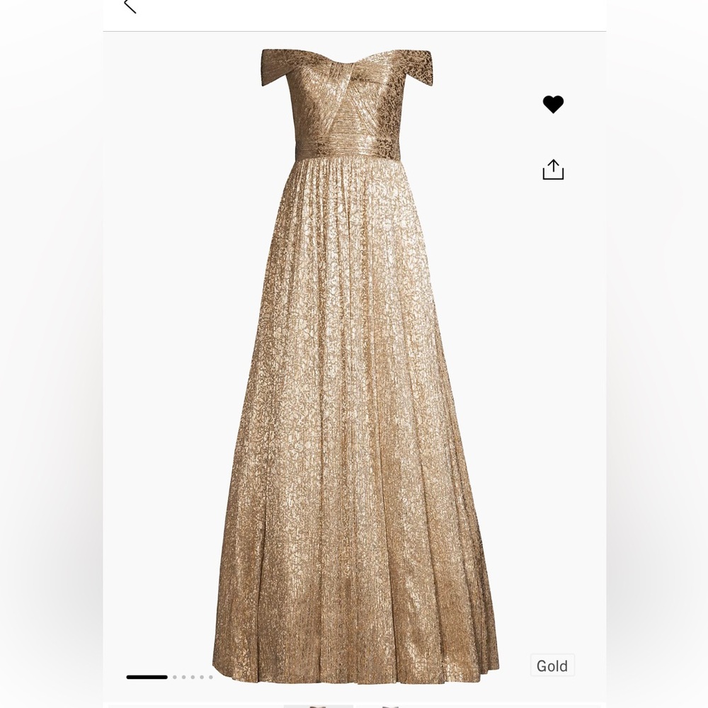 Aidan Mattox metallic off the shoulder gown